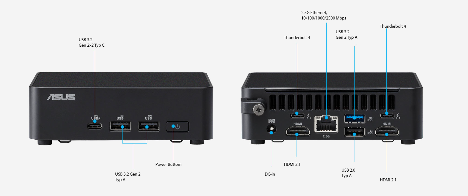 ASUS NUC 14 Pro RNUC14RVKU500002I - Intel Ultra 5 125H für 2x SO-DDR5, 1x M.2 SSD 2280