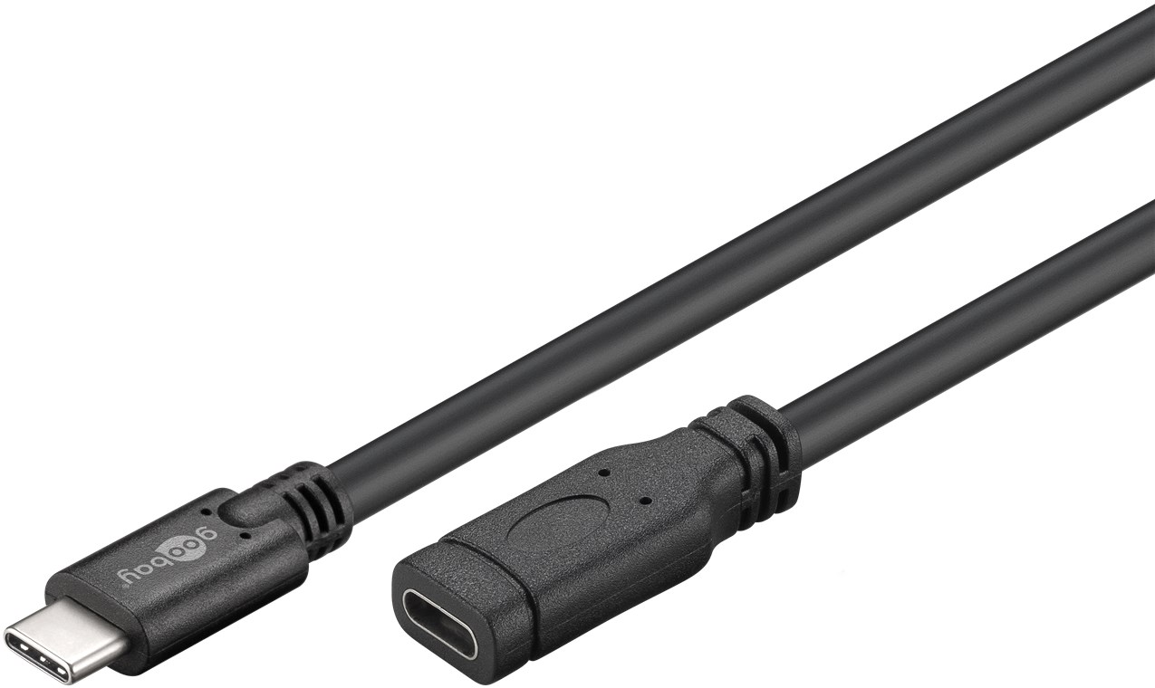 USB C/C Verlängerung 1 M. - USB Typ C-Stecker > USB Typ C-Buchse, schwarz USB C/C Verlängerung 1 M. - USB Typ C-Stecker > USB Typ C-Buchse, schwarz