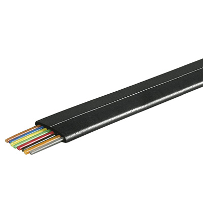 Telefon Flachkabel PVC-Mantel 8-adrig 4x2x0.6 ISDN flexibel, 100 Meter, schwarz Telefon Flachkabel PVC-Mantel 8-adrig 4x2x0.6 ISDN flexibel, 100 Meter, schwarz