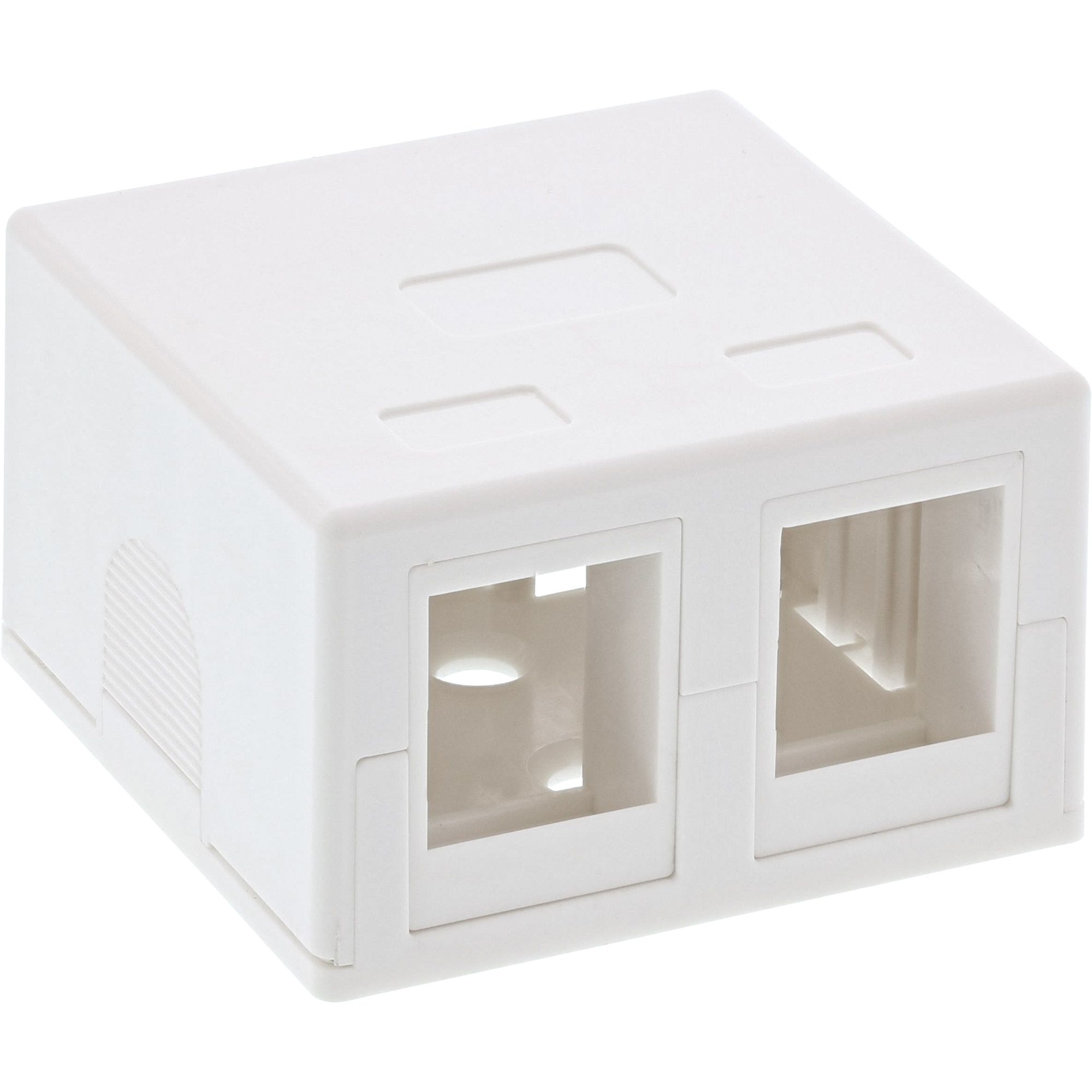 Inline Netzwerkdose für 2x Keystone RJ45 Aufputz, weiss Inline Netzwerkdose für 2x Keystone RJ45 Aufputz, weiss