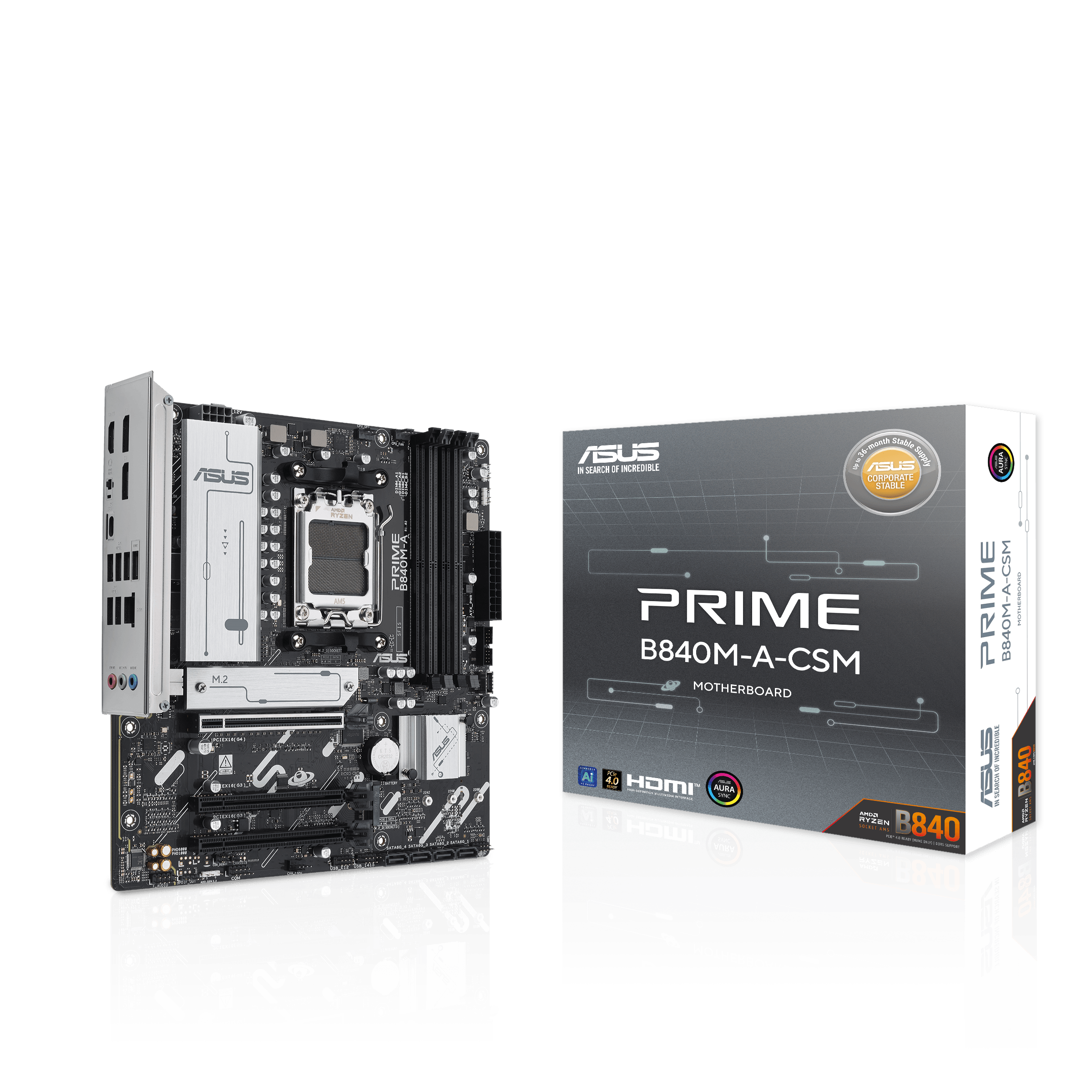 ASUS Prime B840M-A-CSM Sockel AM5, 4xDDR5 HDMI / 2xDP / USB-C, mATX ASUS Prime B840M-A-CSM Sockel AM5, 4xDDR5 HDMI / 2xDP / USB-C, mATX
