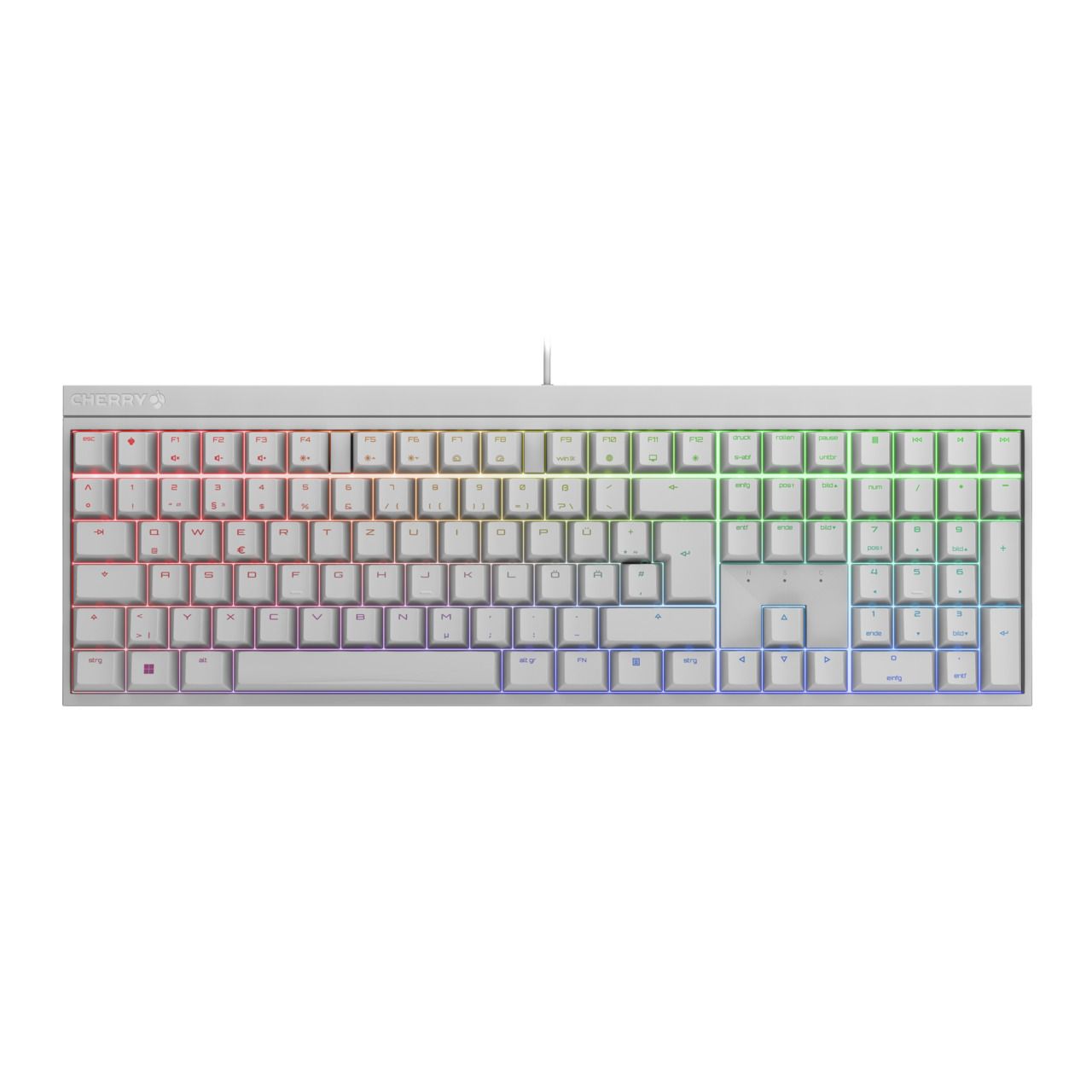 Cherry G80-3821LYADE-0 MX 2.0 S RGB Corded Tastatur beleuchtet USB, deutsch, weiss