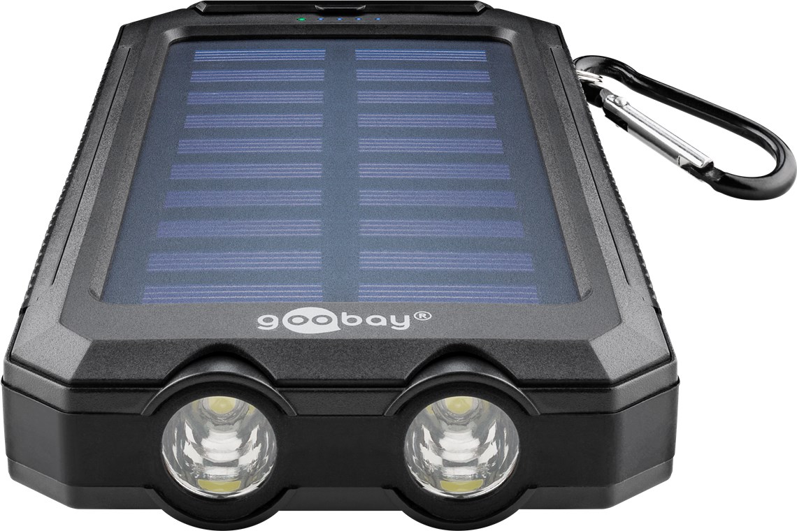Mobile Powerbank 8.000 mAh 2x USB-A, Outdoor, Solarpanel und Taschenlampenfunktion