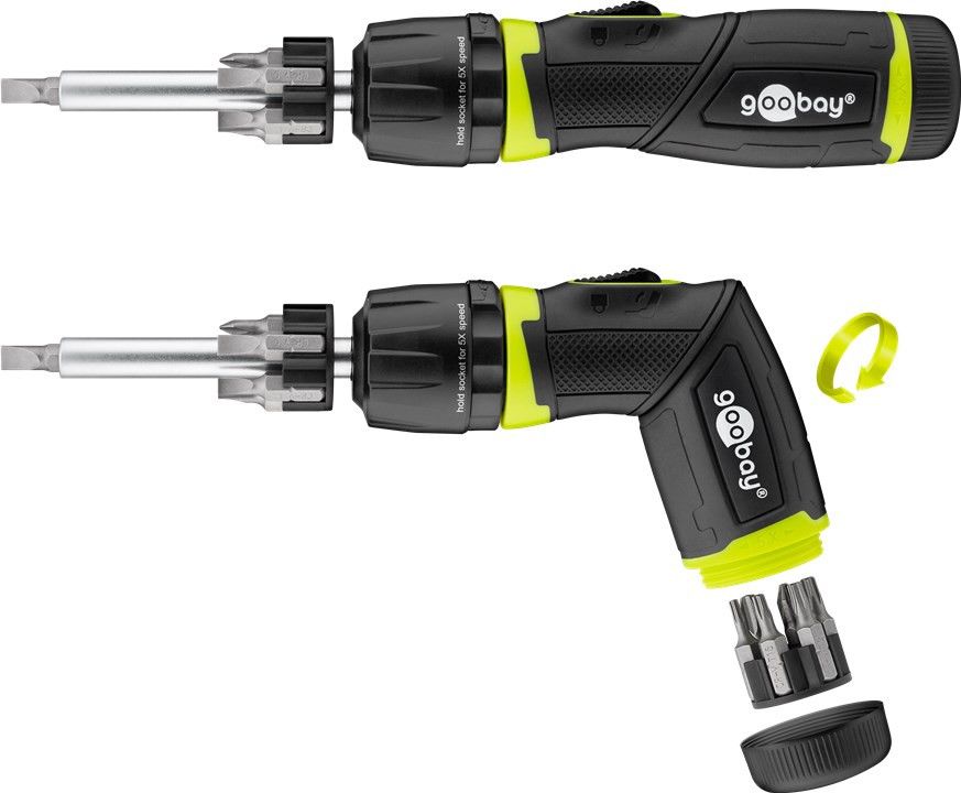 Goobay 13-teiliges Ratschenschrauber-Set, 4x Kreuz, 4x Schlitz, 4x Torx Goobay 13-teiliges Ratschenschrauber-Set, 4x Kreuz, 4x Schlitz, 4x Torx