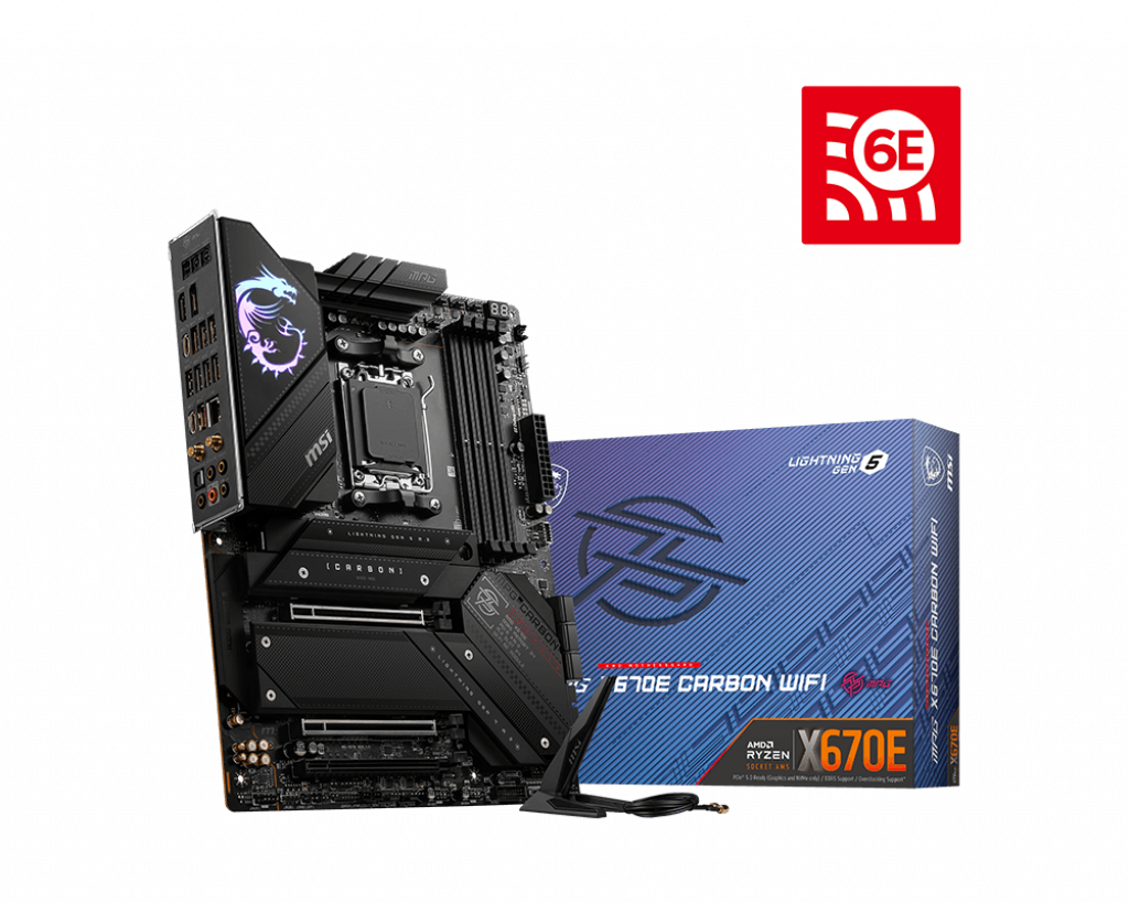 MSI MPG X670E Carbon WIFI Sockel AM5, 4xDDR5  HDMI / DP / 2xUSB-C /4xM.2, ATX
