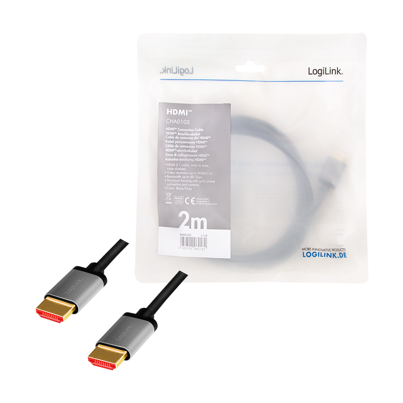 Ultra HDMI 2.1 Kabel 2 M. 8K/60Hz 4K/120Hz, HDMI A-Stecker > HDMI A-Stecker Ultra HDMI 2.1 Kabel 2 M. 8K/60Hz 4K/120Hz, HDMI A-Stecker > HDMI A-Stecker