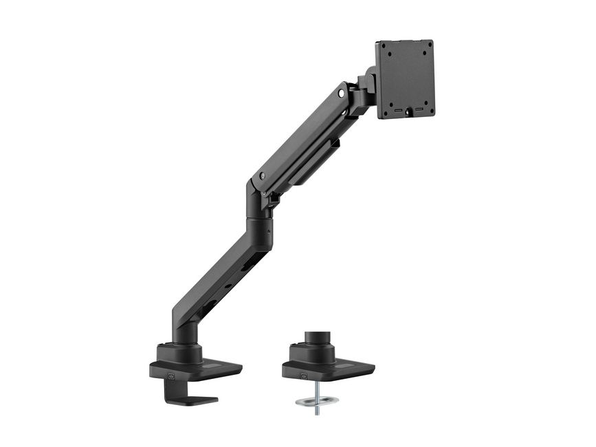 Tischhalterung mit Gasdruckfeder für 1x TV-/TFT-Displays 33-120cm bis 20kg, VESA 75/100mm, schwarz