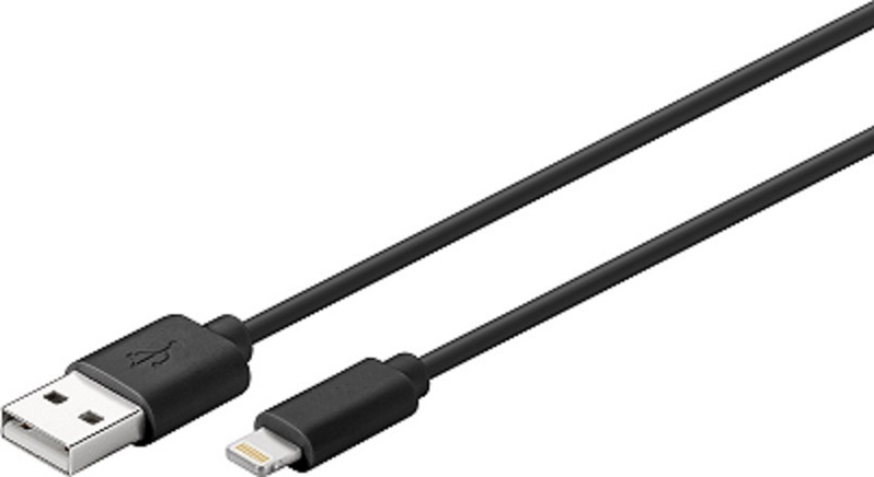 USB-A Daten- & Ladekabel für Apple mit Lightning Connector z.B. iPhone X, 0,3m, schwarz USB-A Daten- & Ladekabel für Apple mit Lightning Connector z.B. iPhone X, 0,3m, schwarz