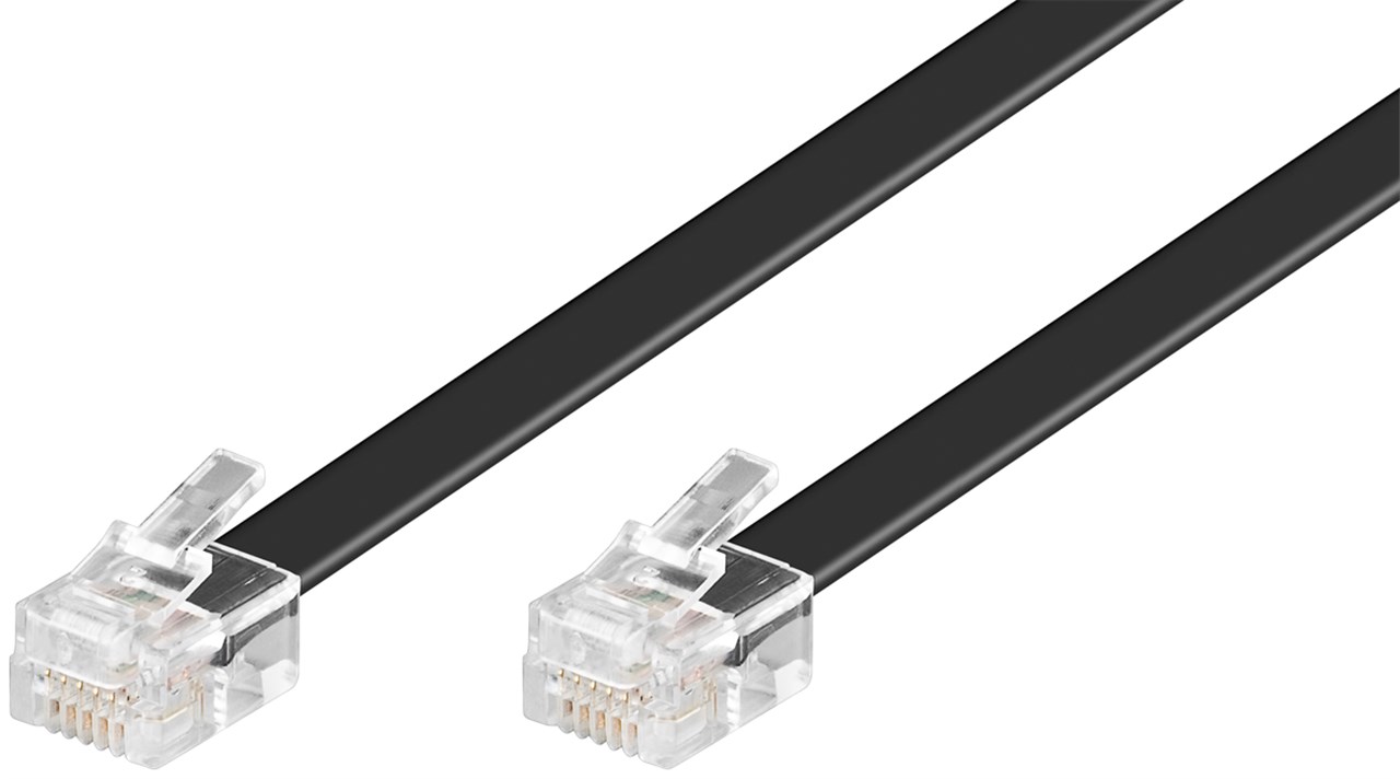Telefon Modular Anschlusskabel 2x RJ12 Stecker 6P6C, 3 Meter, schwarz Telefon Modular Anschlusskabel 2x RJ12 Stecker 6P6C, 3 Meter, schwarz