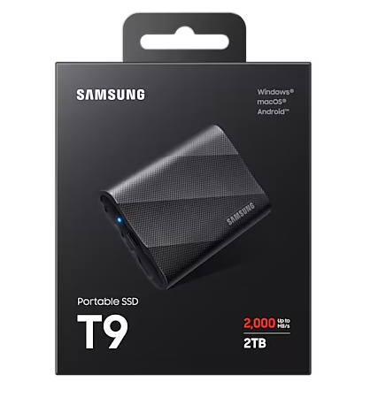 Samsung Portable SSD T9 2TB USB3.2 Gen.2x2 extern, schwarz Samsung Portable SSD T9 2TB USB3.2 Gen.2x2 extern, schwarz