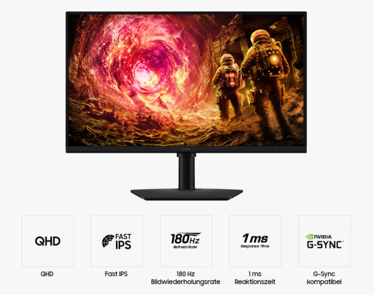 Samsung Odyssey G5 G50F, 68,6cm (27 Zoll) 2K 180Hz DP / HDMI  300cd/m², schwarz