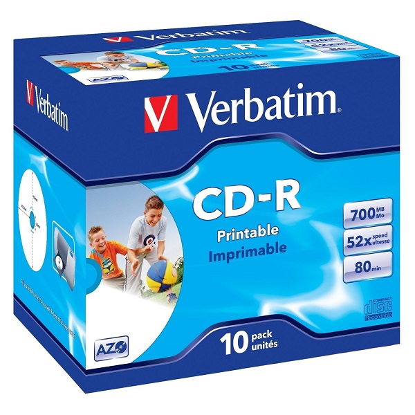 CD-Rohling VERBATIM PhotoPrintable 10er Jewel-Case 52x/700MB CD-Rohling VERBATIM PhotoPrintable 10er Jewel-Case 52x/700MB