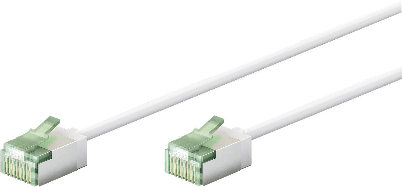 Netzwerk Patchkabel slim 3m weiß Ultraflexibles Cat 8.1 U/FTP, extra kurze Stecker Netzwerk Patchkabel slim 3m weiß Ultraflexibles Cat 8.1 U/FTP, extra kurze Stecker