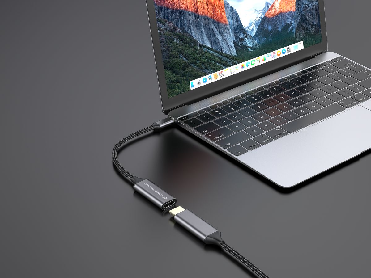 USB C/HDMI Konverter 4k/60Hz - USB 3.1 Typ C-Stecker > HDMI Buchse, 15cm, schwarz/grau