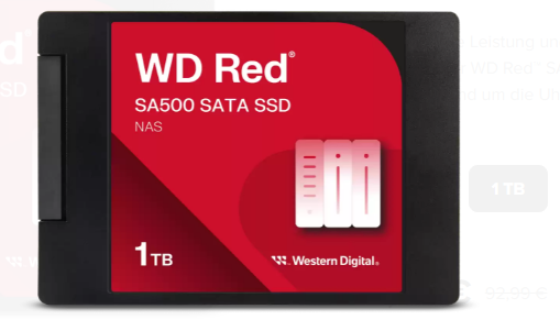 SSD WD RED WDS100T1R0A 2.5" NAS SSD Festplatte 1TB SATA 6Gb/s SSD WD RED WDS100T1R0A 2.5" NAS SSD Festplatte 1TB SATA 6Gb/s