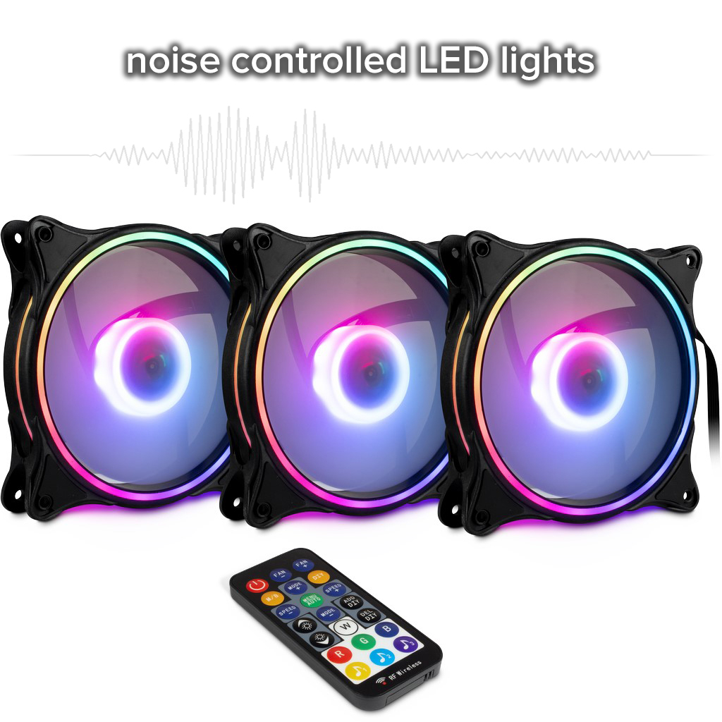 Argus RS-08 RGB-FAN SET, 3x RGB-Lüfter 4Pin Moles 120x120x25 mm, Steuereinheit mit FB Argus RS-08 RGB-FAN SET, 3x RGB-Lüfter 4Pin Moles 120x120x25 mm, Steuereinheit mit FB