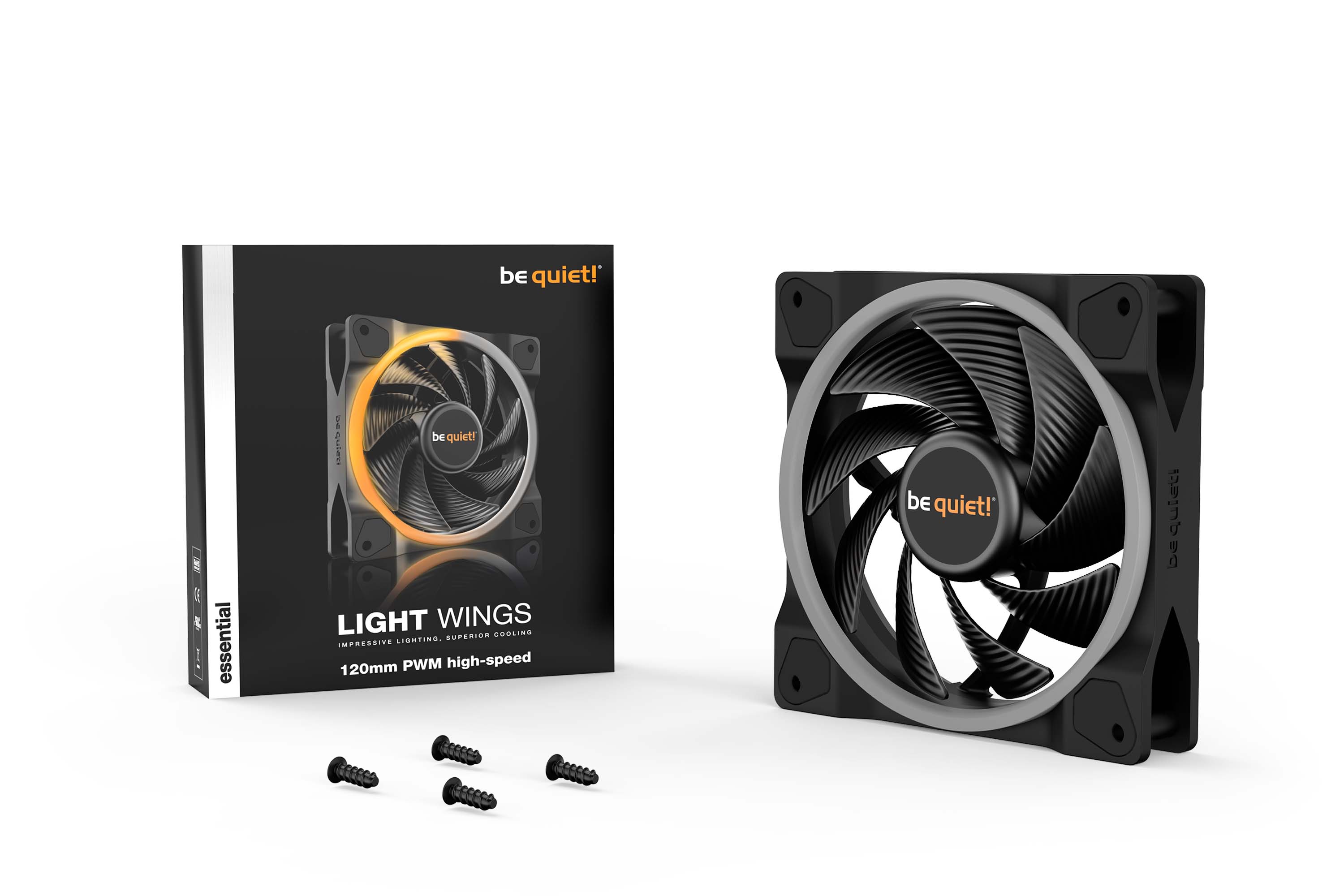 BeQuiet Light Wings ARGB PWM high-speed PC-Lüfter 120x120x25mm 4-pol. PWM-Stecker, schwarz BeQuiet Light Wings ARGB PWM high-speed PC-Lüfter 120x120x25mm 4-pol. PWM-Stecker, schwarz