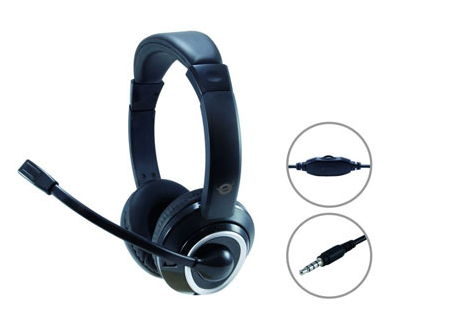 Conceptronic POLONA02B Stereo Headset Klinke mit FB am Kabel, schwarz Conceptronic POLONA02B Stereo Headset Klinke mit FB am Kabel, schwarz