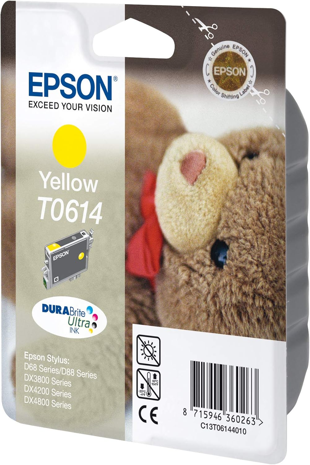 Epson T0614 Gelb Teddybär Tintenpatrone für DX4850 und andere, DURABrite, gelb