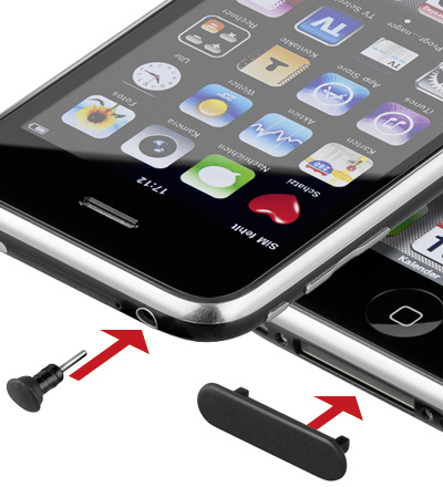 Staubschutzkappen für iPhone 4 / iPhone 4s / iPad, für Audioeingang und Ladebuchse, schwarz