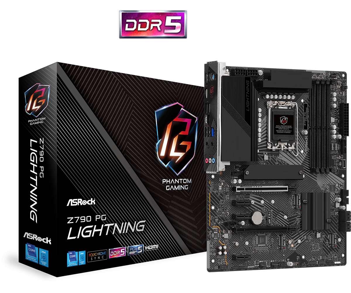 ASRock Z790 PG Lightning Sockel 1700, 4xDDR5 HDMI / 4x M.2 / ATX ASRock Z790 PG Lightning Sockel 1700, 4xDDR5 HDMI / 4x M.2 / ATX