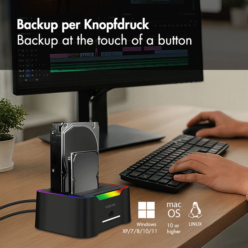 Logilink Docking- &amp; Klonstation  2,5" &amp; 3,5" SATA, USB3.2 Type A + C