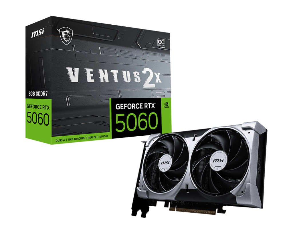 MSI nVidia RTX 5060 Ventus 2X OC 8GB DDR7 HDMI / 3xDP, PCIe 5.0 MSI nVidia RTX 5060 Ventus 2X OC 8GB DDR7 HDMI / 3xDP, PCIe 5.0