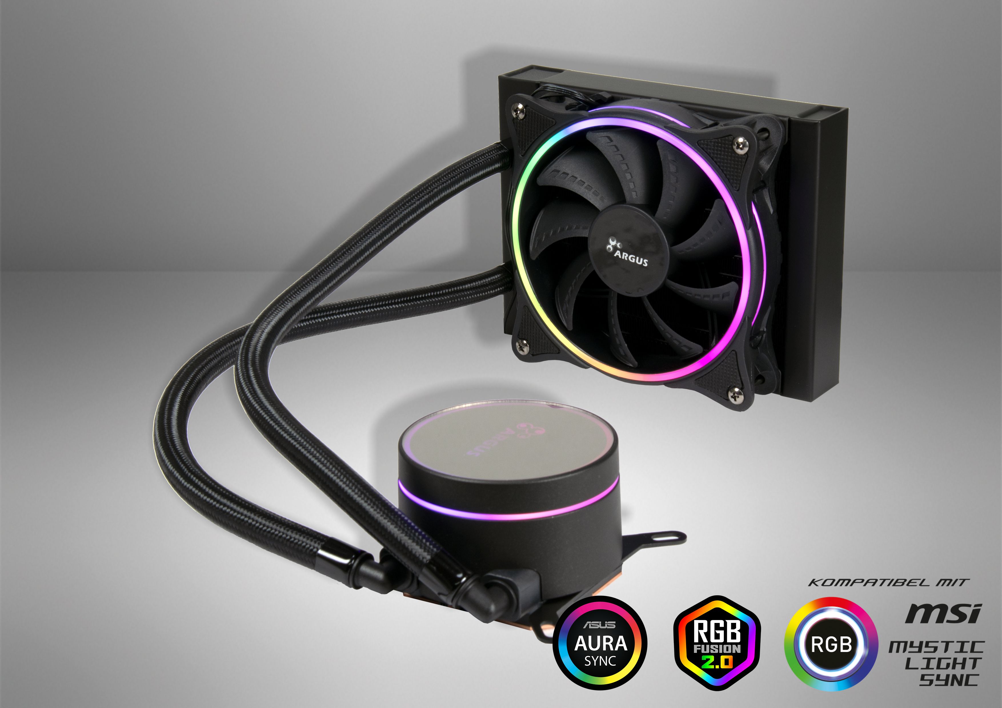 Argus Iceman LC-120 Wasserkühlung 1x 120mm Lüfter mit ARGB für Intel und AMD Prozessoren Argus Iceman LC-120 Wasserkühlung 1x 120mm Lüfter mit ARGB für Intel und AMD Prozessoren