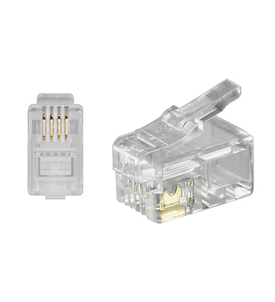 Telefonstecker RJ10  Westernstecker 4P4C für Flachkabel, 4-polig, crimpbar