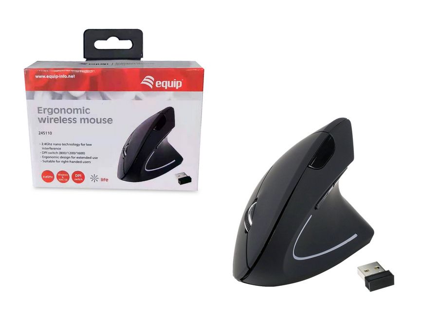 Equip Optische Ergonomic Maus kabellos USB Rechtshänder sw Equip Optische Ergonomic Maus kabellos USB Rechtshänder sw