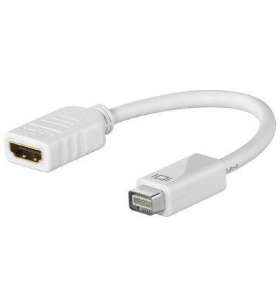 Mini DVI  HDMI  Adapter  1x Mini-DVI Stecker / 1x HDMI+ Kupplung, weiss, ca. 20cm
