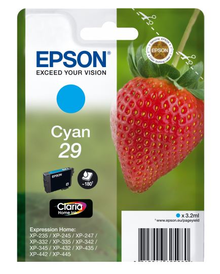 Epson 29 Tintenpatrone (Erdbeere), cyan 3,2ml / 180 Seiten Epson 29 Tintenpatrone (Erdbeere), cyan 3,2ml / 180 Seiten