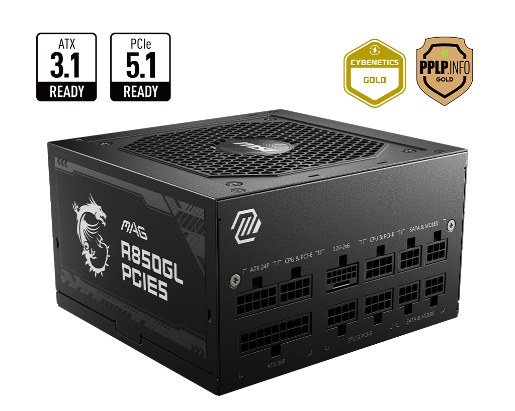 MSI MAG A850GL 850W (80+ Gold) Modular PC-Netzteil ATX 3.0 / PCIe 5.0