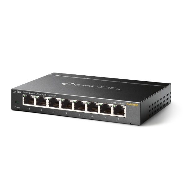 TP-Link TL-SG108E Gigabit Switch 8-Port 10-1000Mbps Managed Metallg., schwarz TP-Link TL-SG108E Gigabit Switch 8-Port 10-1000Mbps Managed Metallg., schwarz