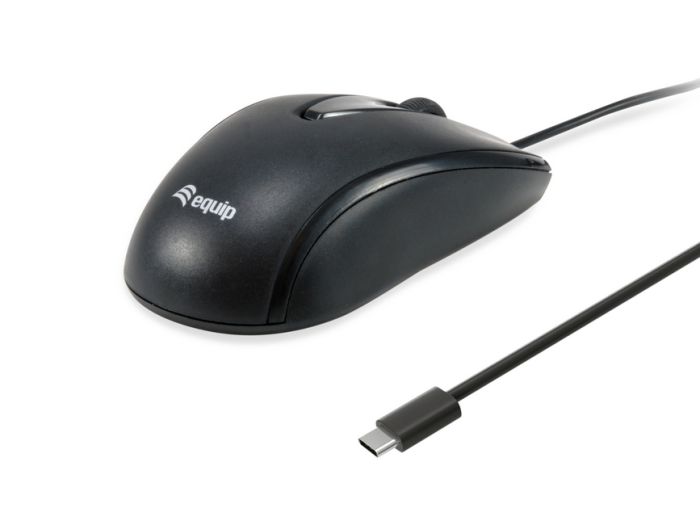 Equip Optical Mouse  USB-C, Scrollrad, 3-Tasten, schwarz