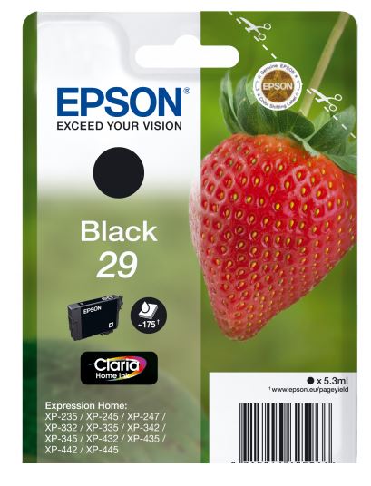 Epson 29 Tintenpatrone (Erdbeere), schwarz 5,3ml / 175 Seiten Epson 29 Tintenpatrone (Erdbeere), schwarz 5,3ml / 175 Seiten