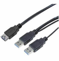 USB 3.0 Anschlusskabel 0,3 Meter USB-A Buchse / 2x USB-A Stecker