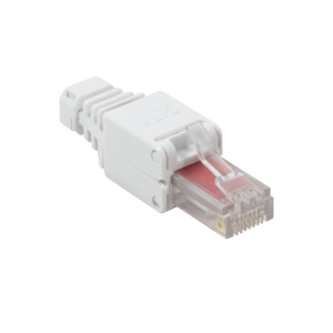RJ45 Stecker Cat. 6 Stecker mit Knickschutz, werkzeuglose Montage, weiss RJ45 Stecker Cat. 6 Stecker mit Knickschutz, werkzeuglose Montage, weiss