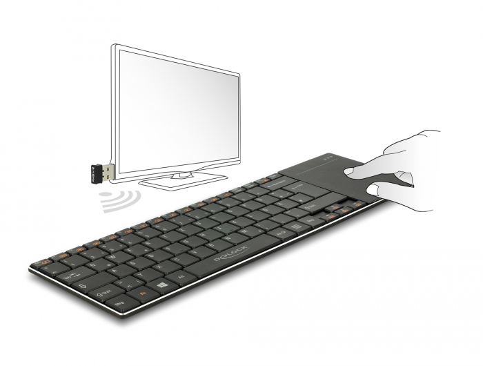 DeLock Tastatur WLAN für Smart TV und PC / Notebook mit Touchpad 6 mm flach DeLock Tastatur WLAN für Smart TV und PC / Notebook mit Touchpad 6 mm flach