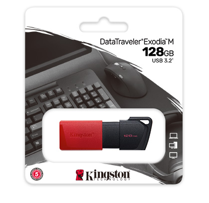 Kingston DataTraveler Exodia M  USB-Stick 128GB USB 3.2, Schwarz/Rot