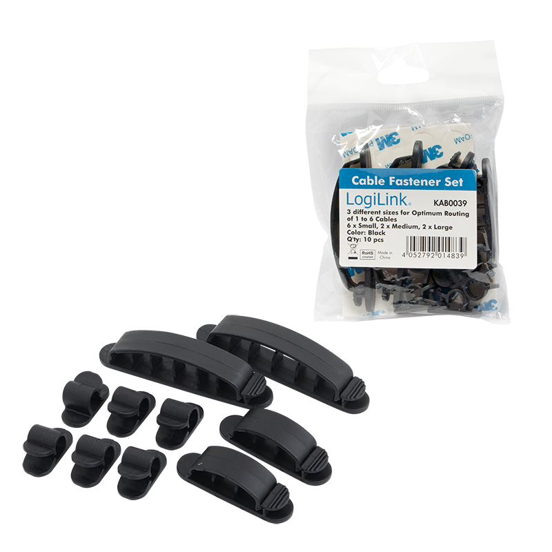 LogiLink Kabelbefestigungsset 10 Stk/3 Ausführungen,schwarz LogiLink Kabelbefestigungsset 10 Stk/3 Ausführungen,schwarz