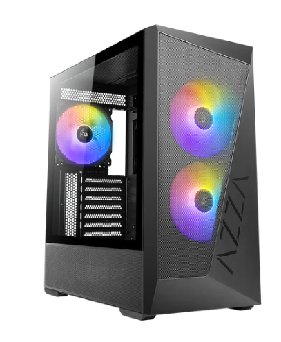 Miditower AzzA Reaver Gehäuse ohne Netzteil, USB-A+C/Audio, 3x RGB-Lüfter, schwarz Miditower AzzA Reaver Gehäuse ohne Netzteil, USB-A+C/Audio, 3x RGB-Lüfter, schwarz