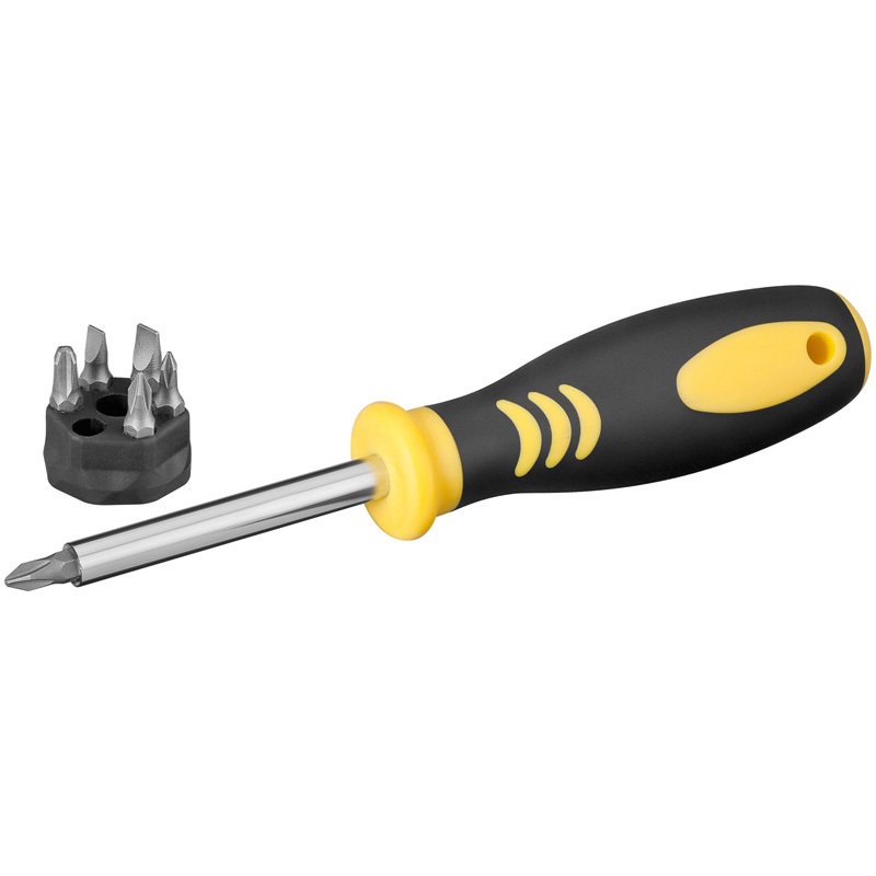 Fixpoint 6-teiliger Bit Schraubendreher mit 2x Schlitz + 4x Kreuz Fixpoint 6-teiliger Bit Schraubendreher mit 2x Schlitz + 4x Kreuz
