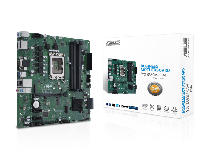 ASUS Pro B660M-C D4 CSM Sockel 1700, 4xDDR4  HDMI / DP / VGA / 2xM.2 / mATX