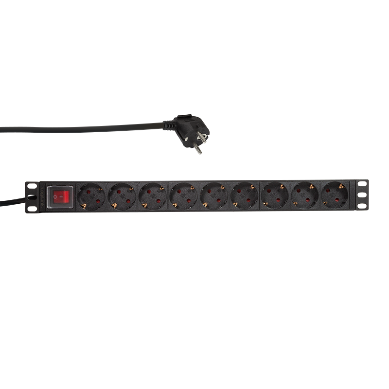 19" LogiLink Steckdosenleiste (1HE) 9fach Schuko mit Schalter, schwarz 19" LogiLink Steckdosenleiste (1HE) 9fach Schuko mit Schalter, schwarz