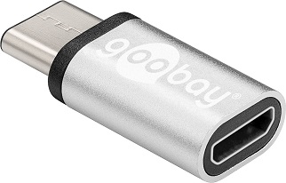 USB C/Micro-B Adapter - USB Typ C-Stecker > USB 2.0 Micro-B-Buchse (Handy), silber USB C/Micro-B Adapter - USB Typ C-Stecker > USB 2.0 Micro-B-Buchse (Handy), silber