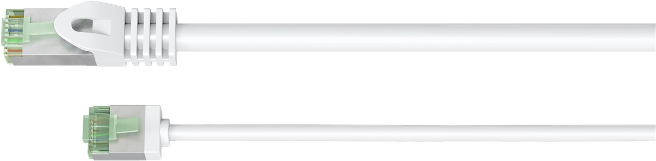 Netzwerk Patchkabel slim 5m weiß Ultraflexibles Cat 8.1 U/FTP, extra kurze Stecker Netzwerk Patchkabel slim 5m weiß Ultraflexibles Cat 8.1 U/FTP, extra kurze Stecker