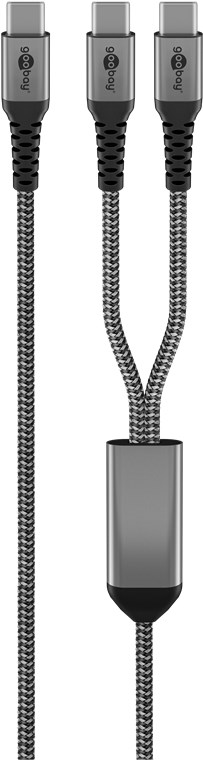 USB C/C Y-Kabel 1,5 M. - USB Typ C-Stecker > 2x USB Typ C-Stecker, schwarz USB C/C Y-Kabel 1,5 M. - USB Typ C-Stecker > 2x USB Typ C-Stecker, schwarz