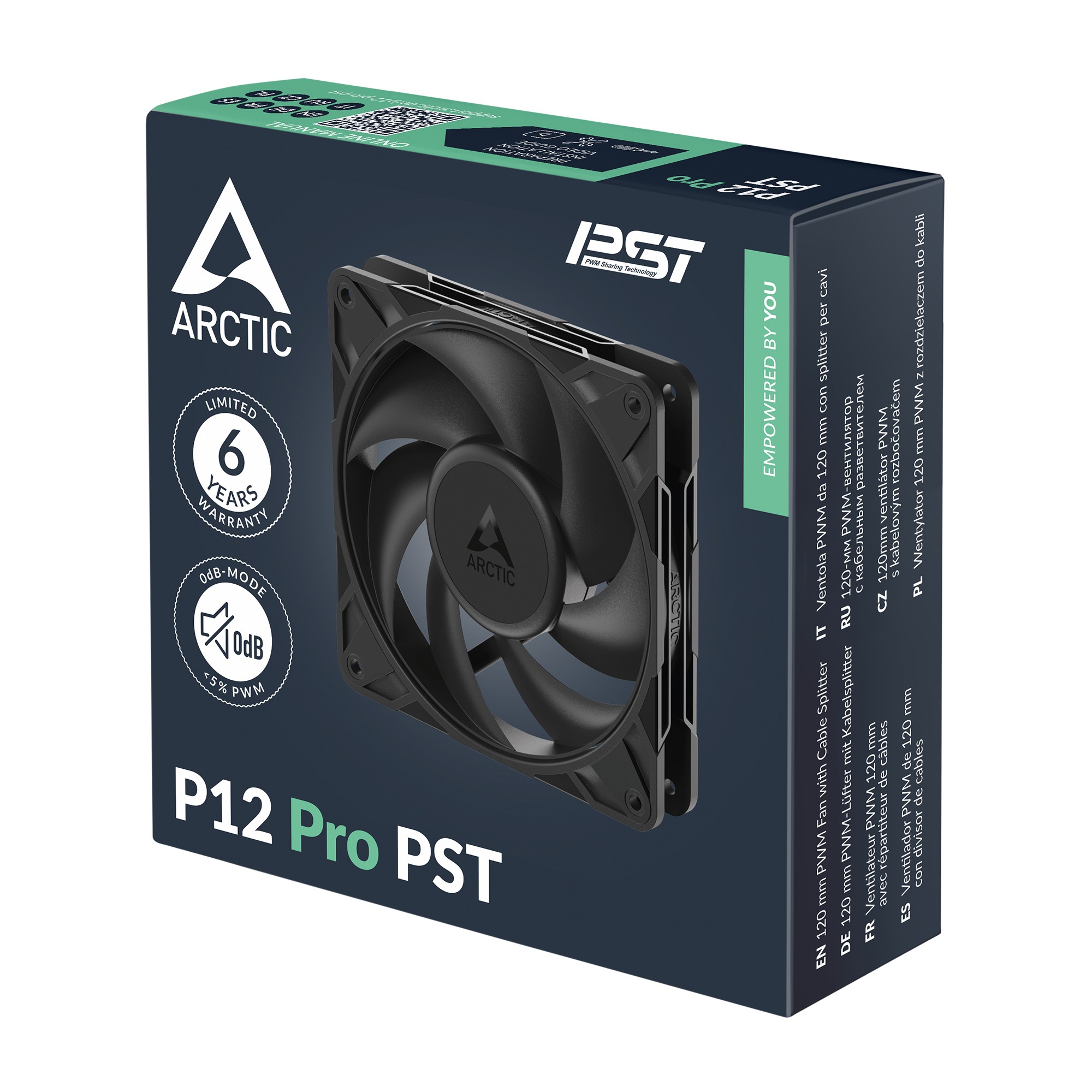Arctic P12 Pro PST PC-Lüfter 120x120x25mm 4-pol. PWM-Stecker, schwarz