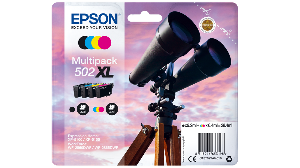 Epson 502XL Multipack Tintenpatronen (Fernglas), schwarz/cyan/magenta/gelb 28,4ml Epson 502XL Multipack Tintenpatronen (Fernglas), schwarz/cyan/magenta/gelb 28,4ml